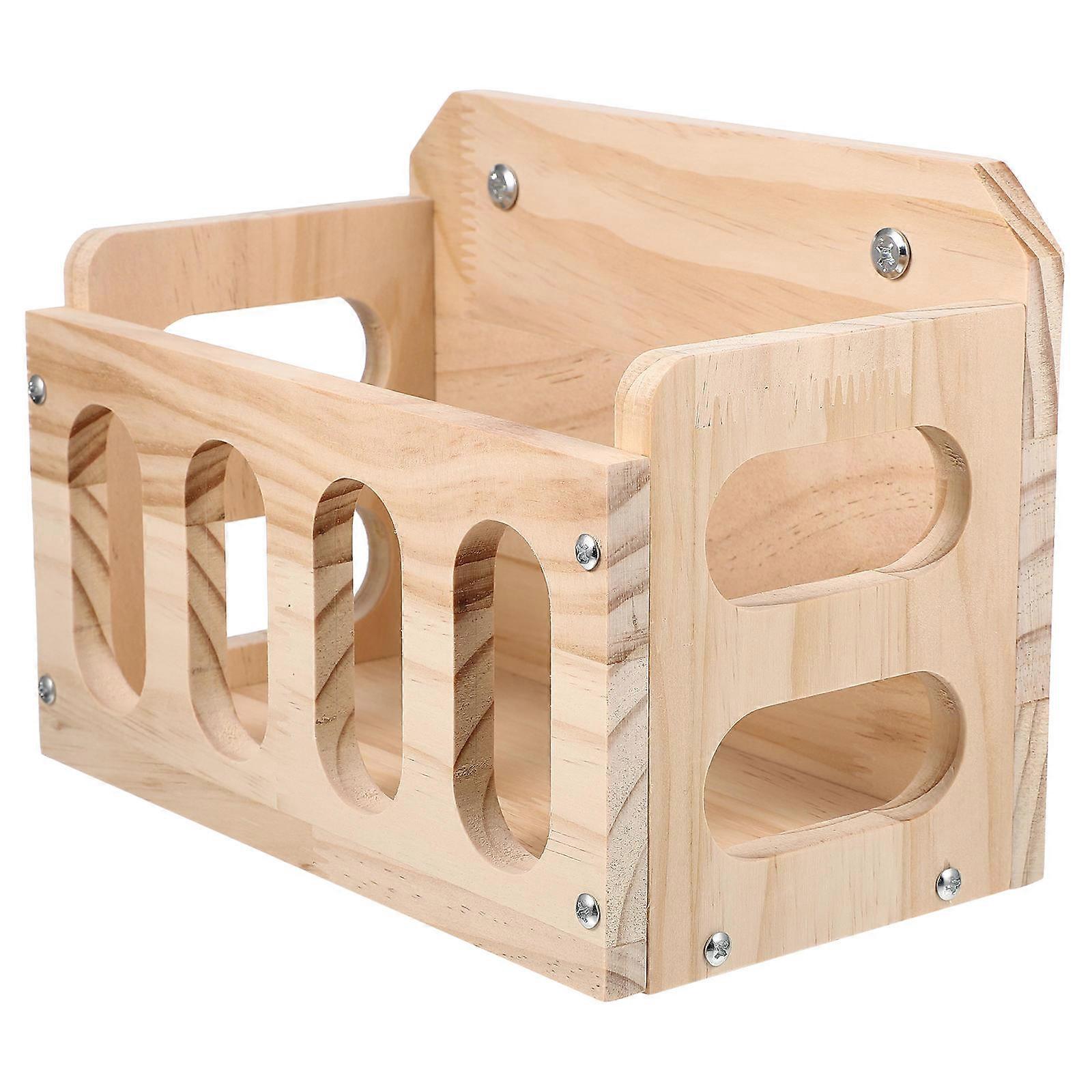 Rabbit Hay Feeder Bunny Wooden Container Khaki 23.5X17X13.5CM Fixed Installation 1Pcs