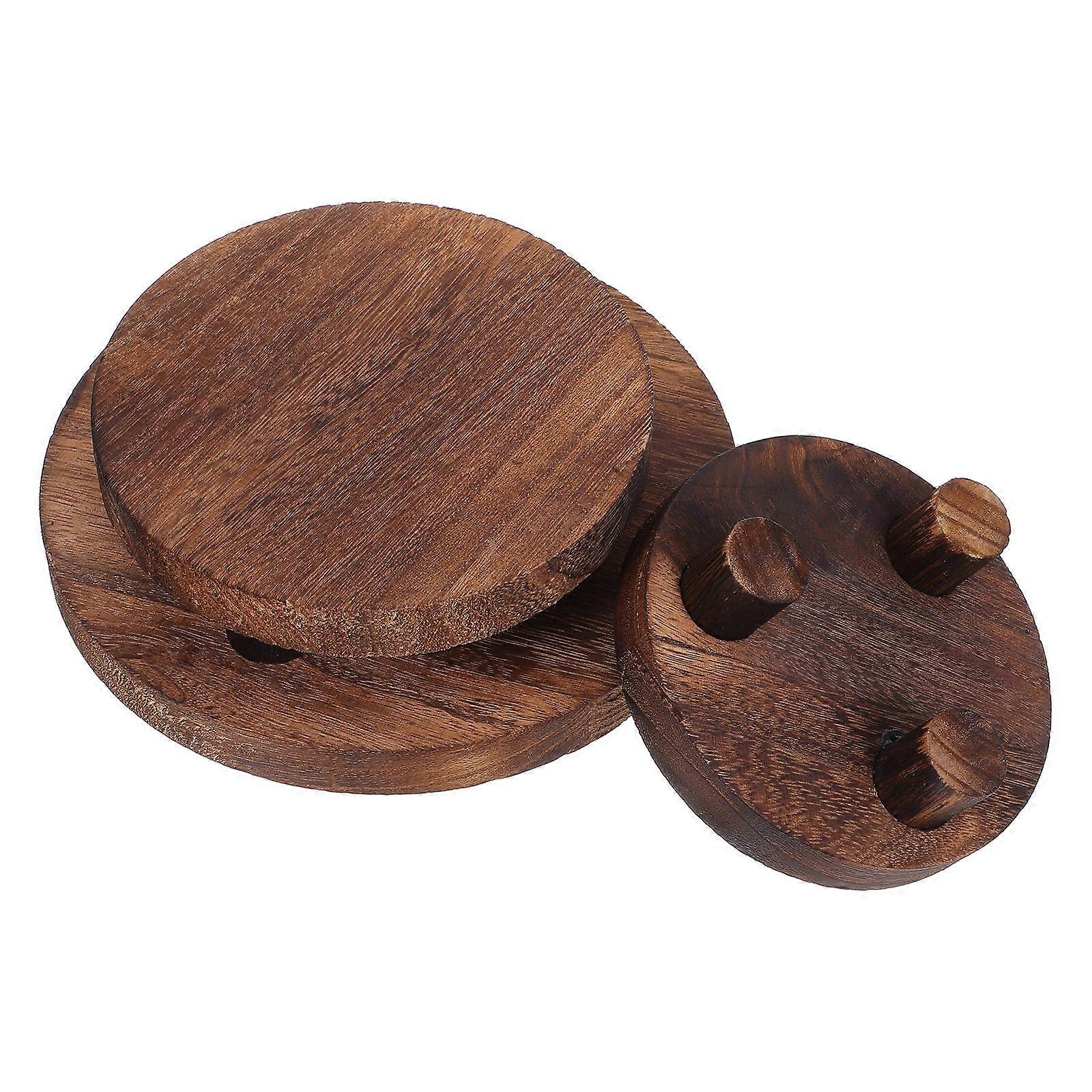 Wooden Plant Stand for Display 9Pcs Rustic Round Wood Riser Set