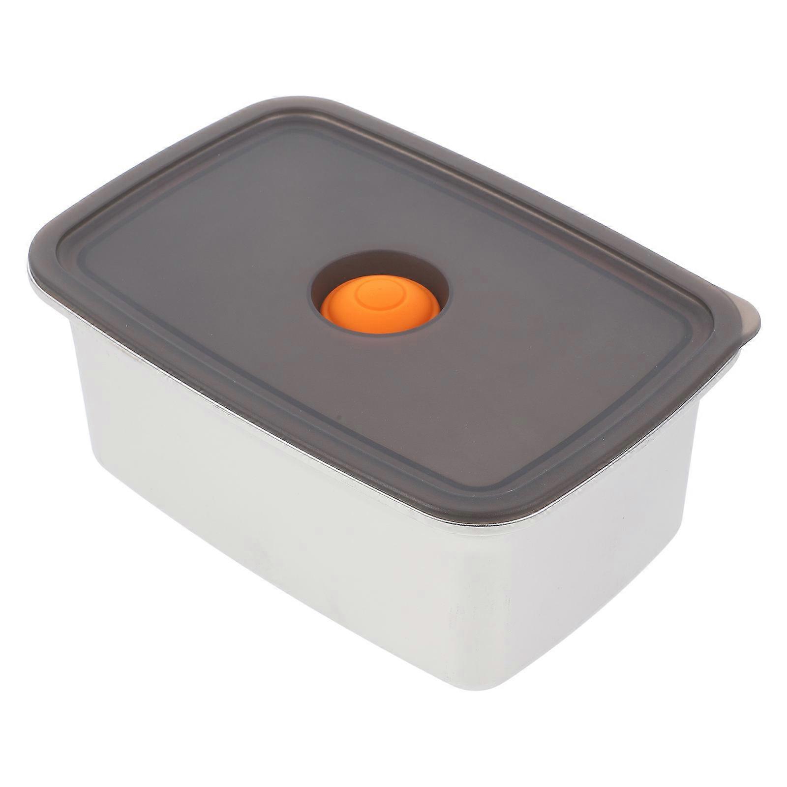 Stainless Steel Storage Box Food Container Freezer Use Silver Color 1600ml Capacity Stackable Design For Campers 1Set