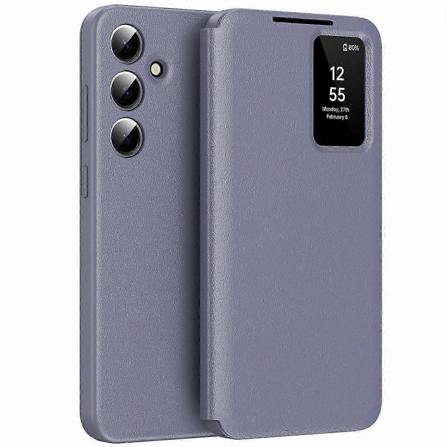 Leather Phone Case with Card Slot and View Window for 5G Smartphones