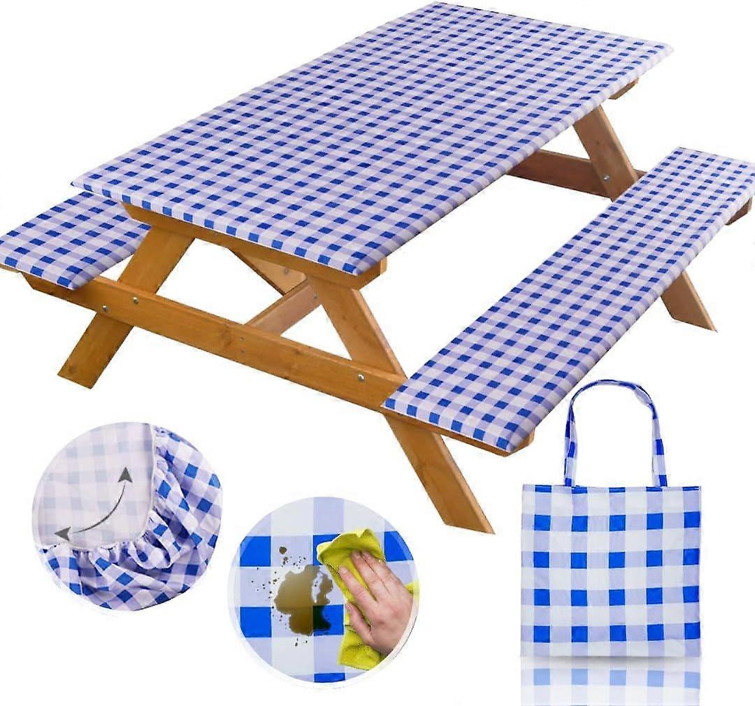 2025 Latest Model 6ft Polyester Picnic Table Cover with Bench Covers Windproof &