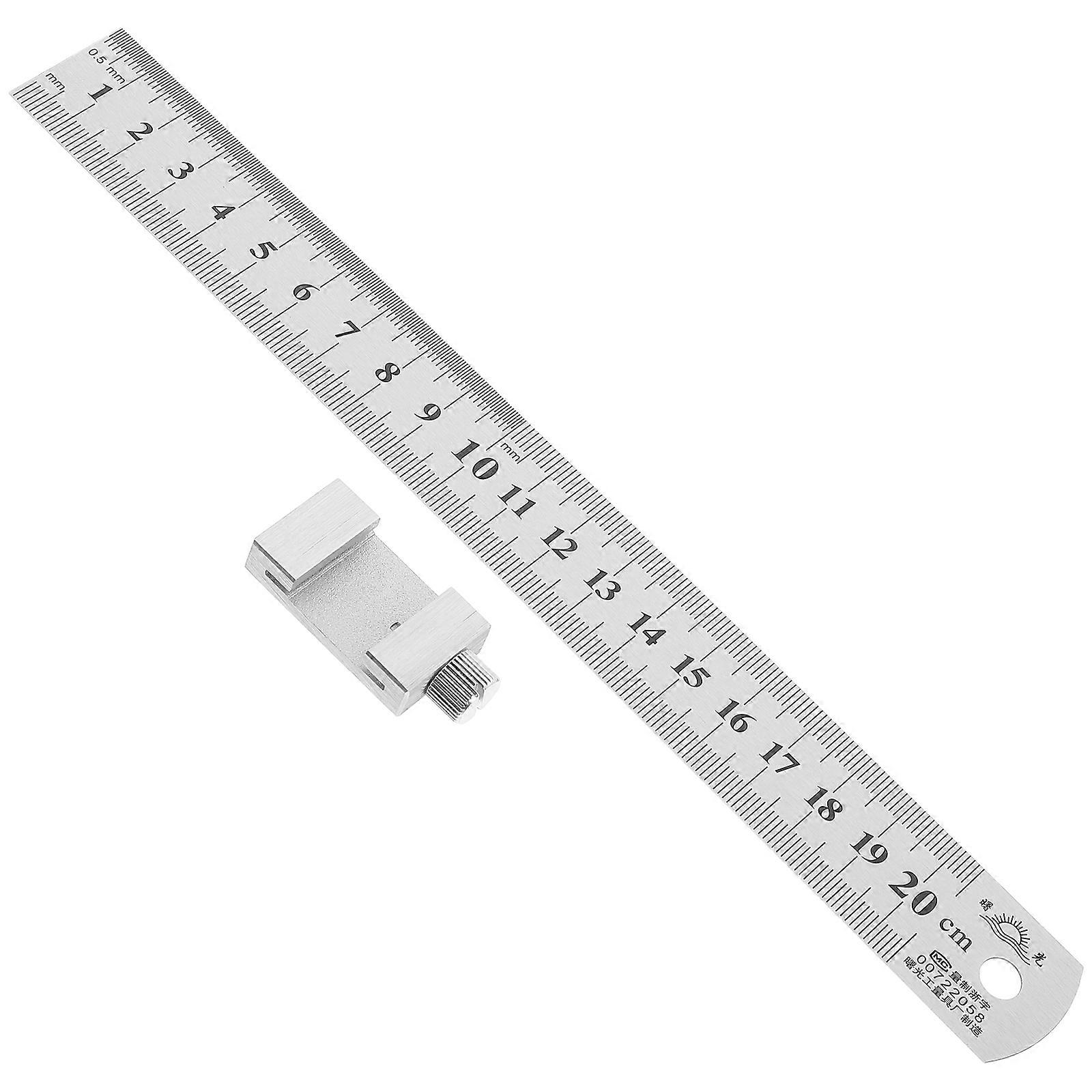 Metal Ruler Stainless Steel Ruler with Positioning Block for Engineers 2Sets