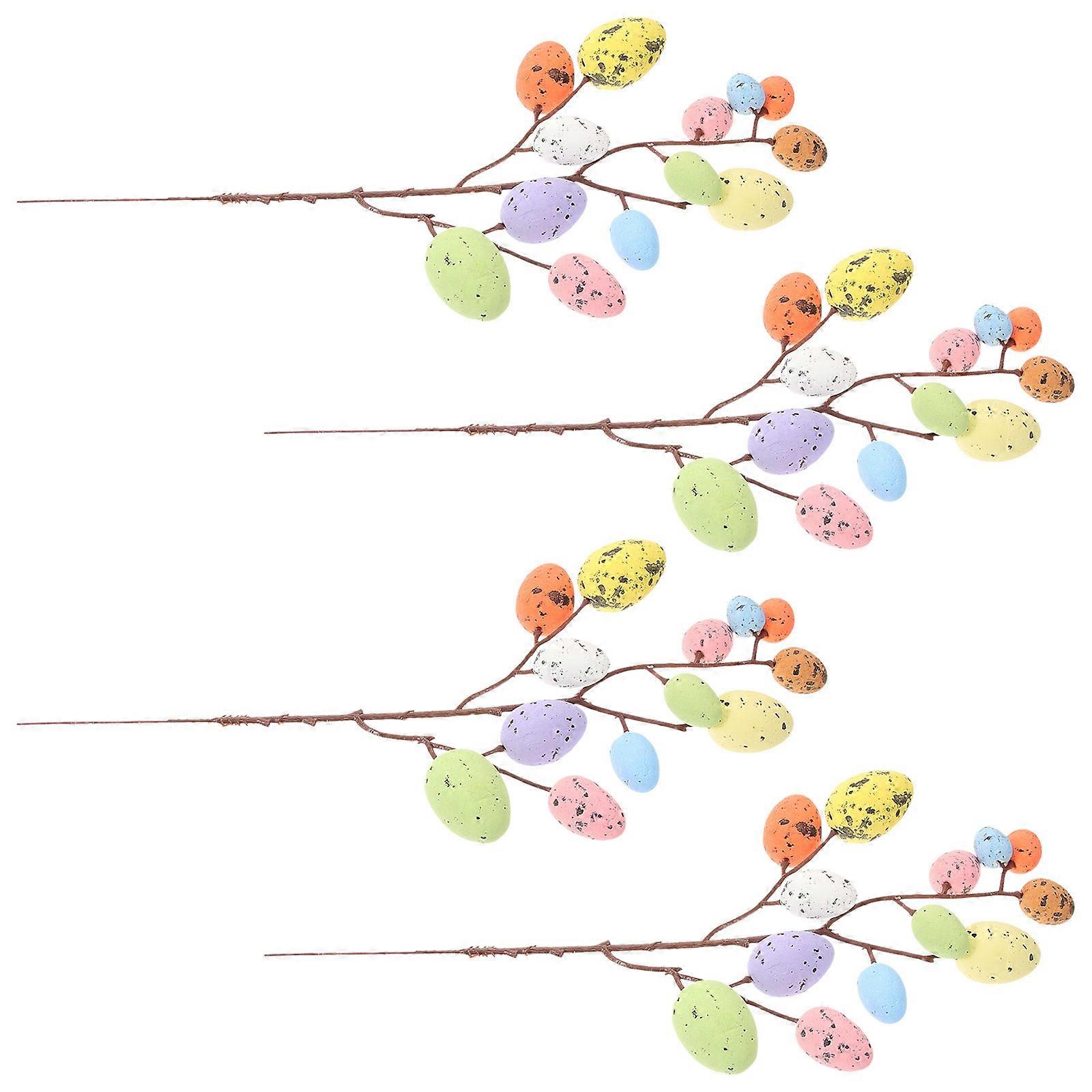 Easter Egg Twig 20Pcs Artificial Egg Stems Decoration Holiday Celebration Multi Colored Branches
