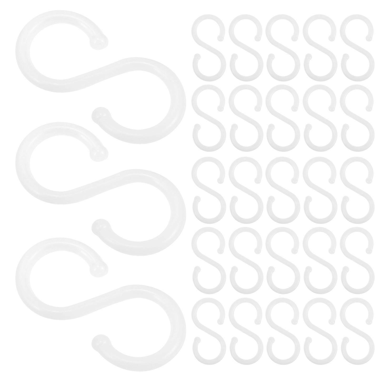 S Hook Plastic Hooks for Hanging 200Pcs White Kitchen Bathroom Use
