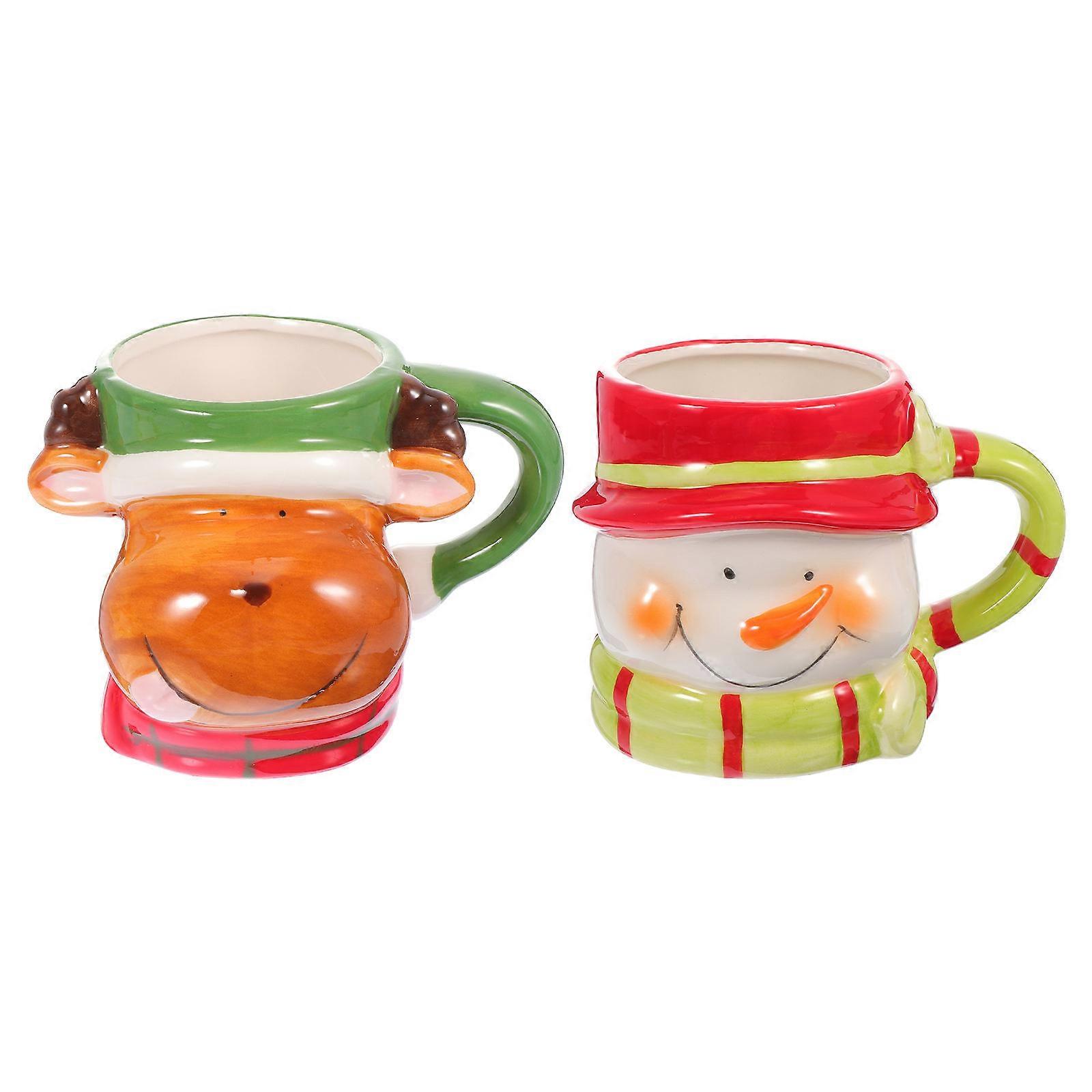 Creative Ceramic Mug Round With Handle Chic And Fashion Design Office Use 500ml 2Pack