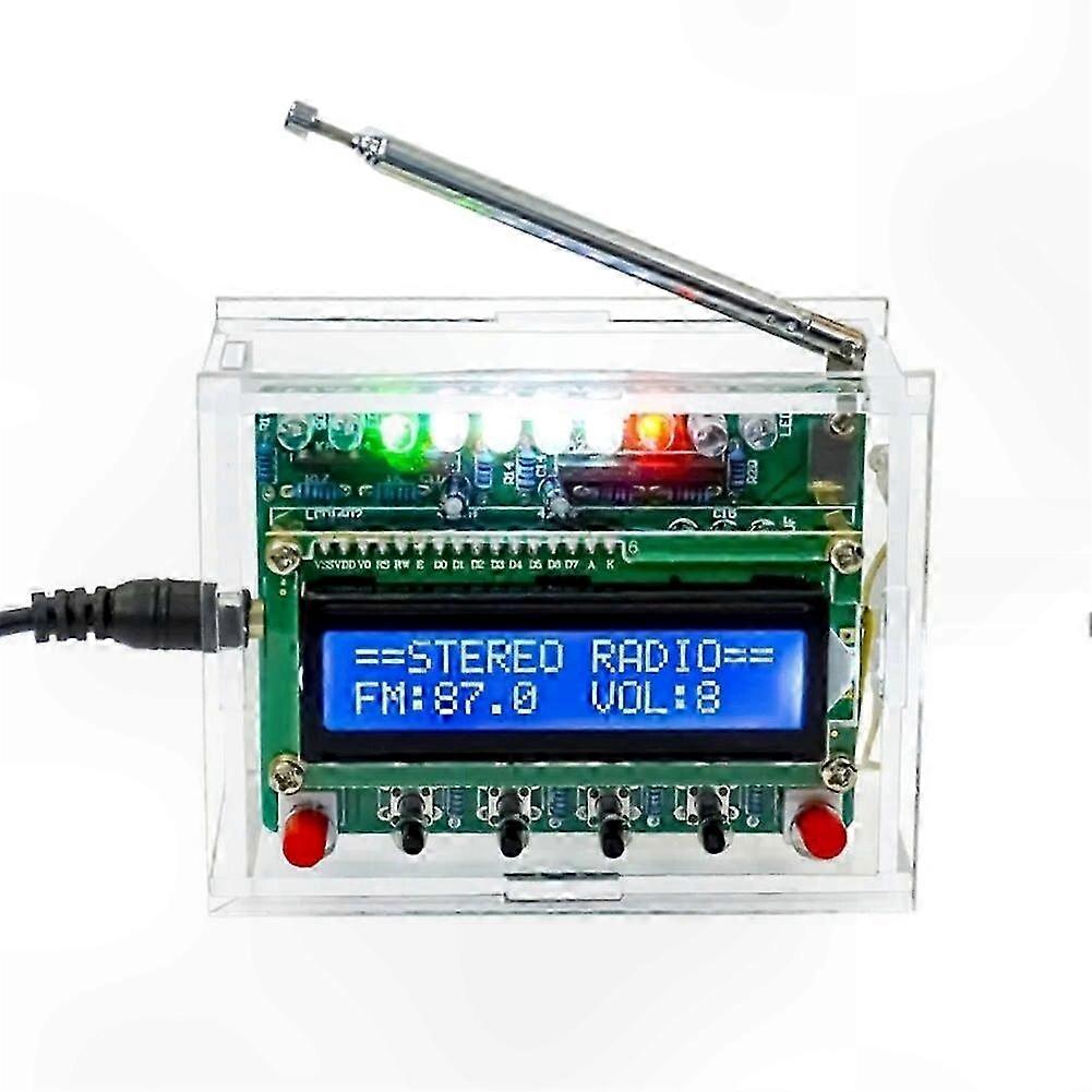 DIY Radio Kit with LCD Screen and LED Light for Projects 87-108MHz Frequency Range