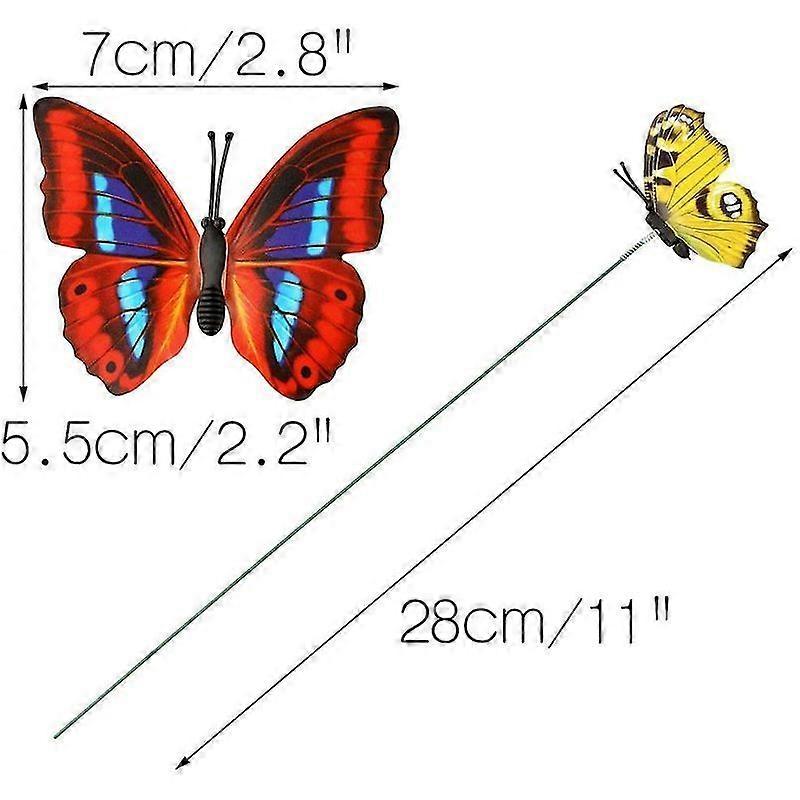 Minglan Lot Of 50 Colorful Butterflies Of 7 Cm For Garden Decoration On Butterfly Sticks