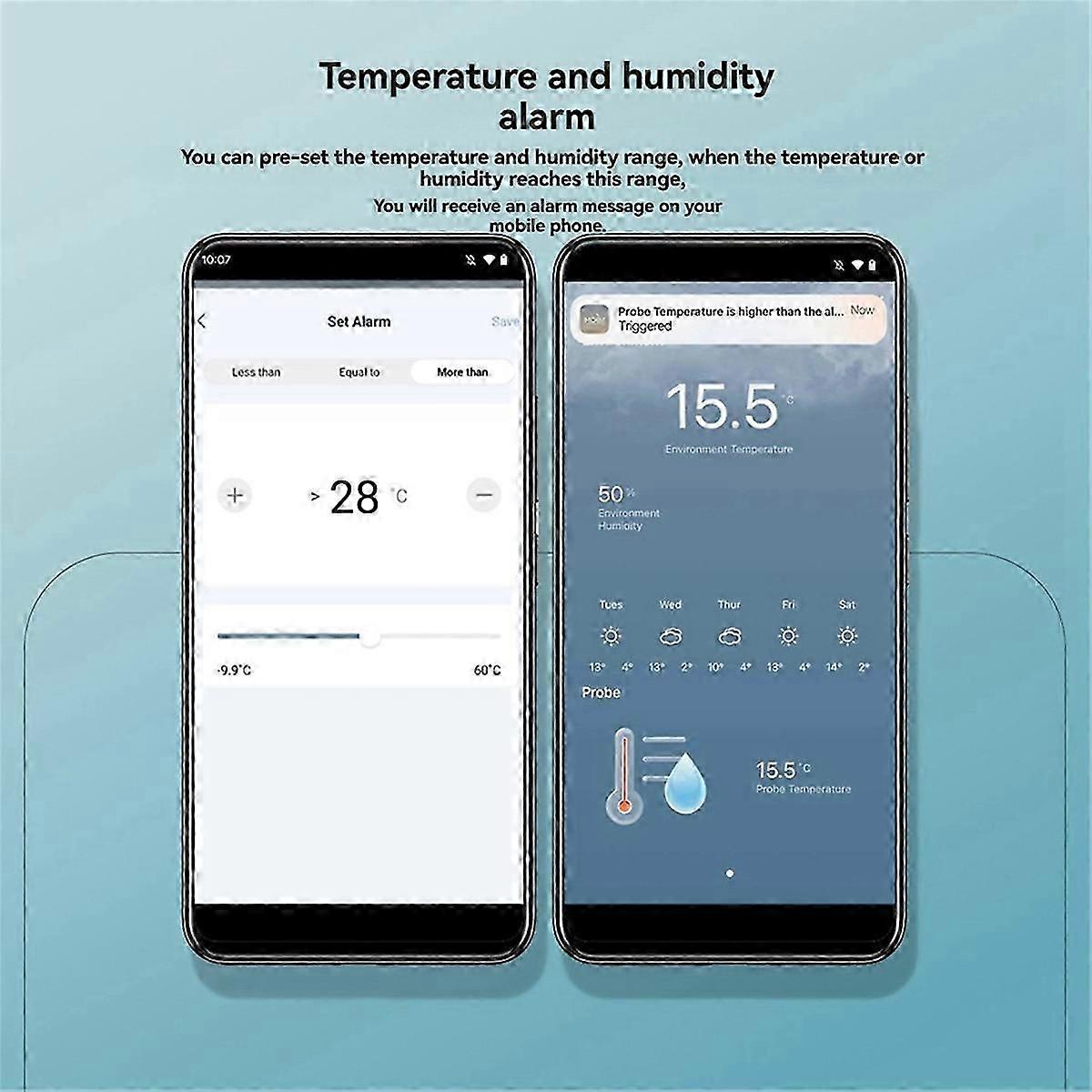 Tuya Smart Home WiFi Temperature & Humidity Sensor with 1M External Probe App Remote Viewing Temper