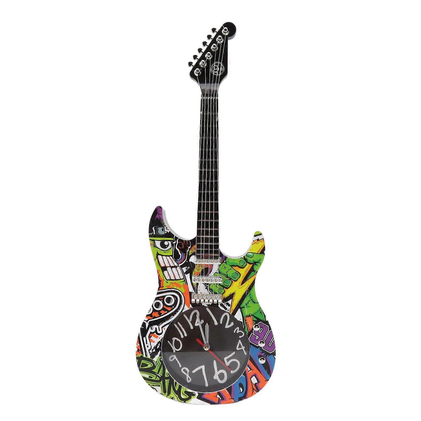 Gitarr Väggklocka Simulering Tid Exakt Gitarrklocka Väggdekor för Hem Sovsal Sovrum 5680CC Gitarr med stativ