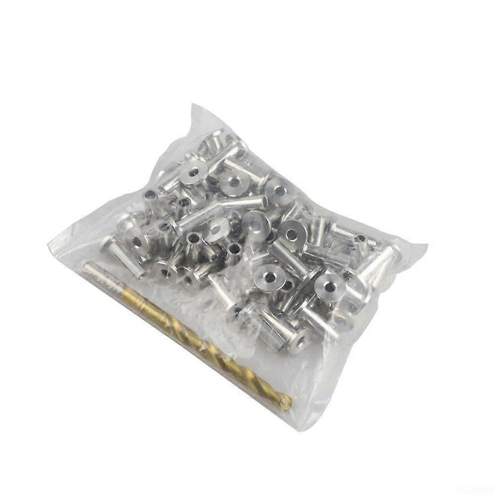 Wire Rope Protection Accessories 40 Pack Stainless Steel Sleeves With Drill Bit 3/16 Inch For Stairs Guardrails