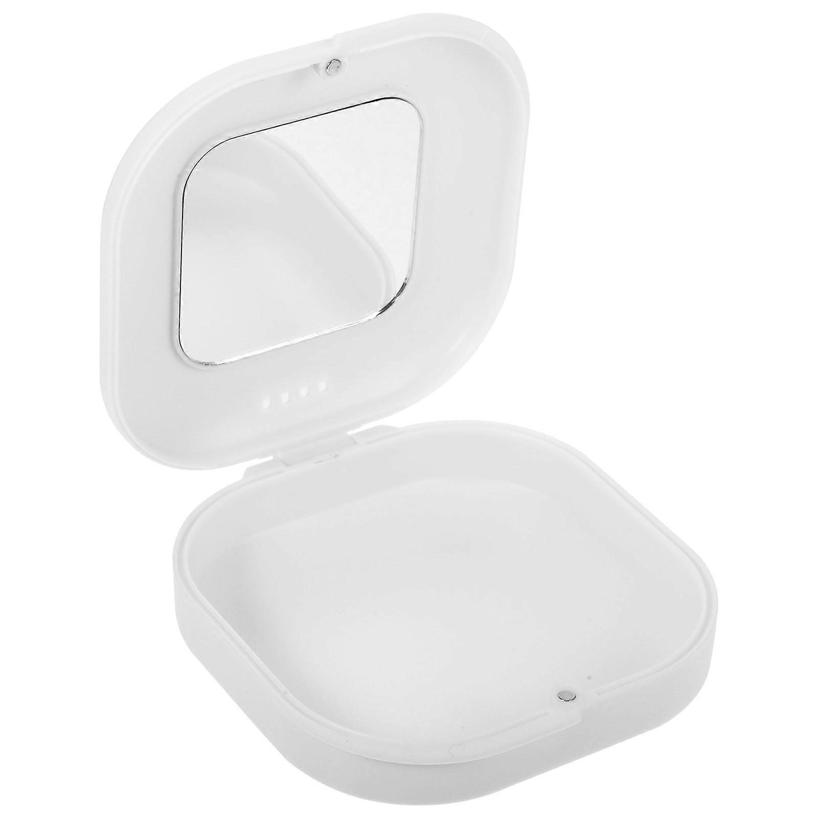 Retainers Case Small Denture Container with Mirror for Storage 2Pcs