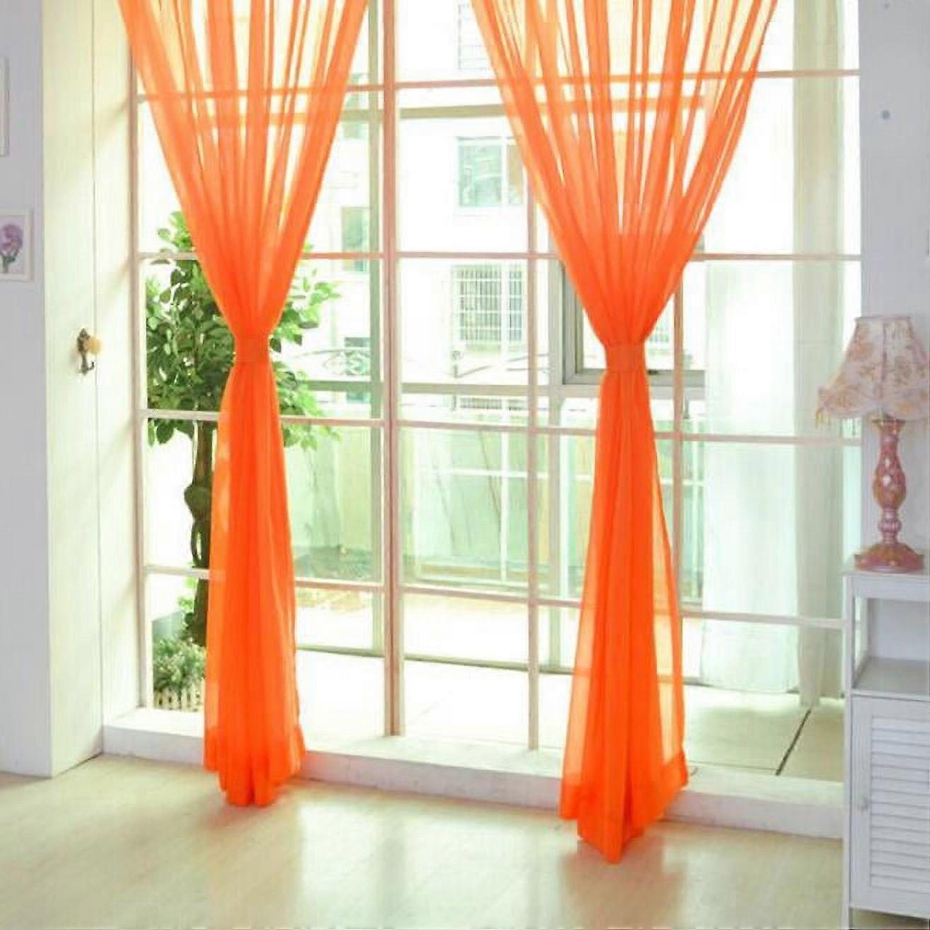 2 PCS Pure Color Tulle Door Window Curtain Drape Panel Sheer Scarf Valances OR