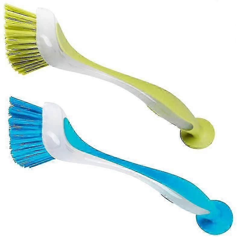 Geschirrspüler Spüler Bürsten Langer Griff & Soft Grip Freundliche Borsten Geschirrbürste mit Saugnapf Tasse 2pcs