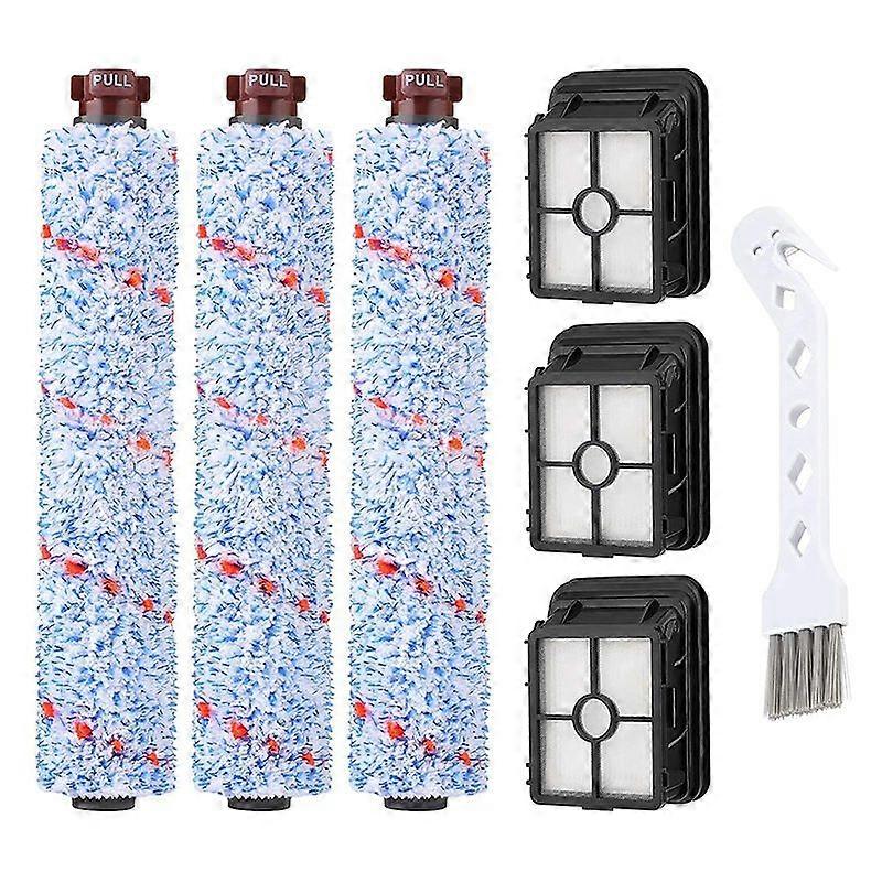 for Bissell CrossWave, 3 Multi-Surface Brush Roll + 3 Vacuum Filter