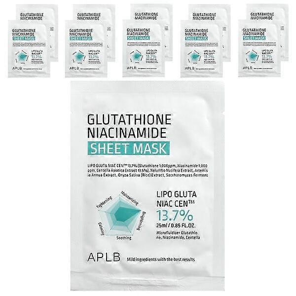 APLB, Glutathione Niacinamide Beauty Sheet Mask, 10 Sheets, 0.85 fl oz (25 ml) Each