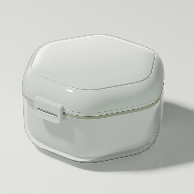Denture Case Orthodontic Retainer Box With Filter, False Teeth Storage Container, Green, Portable for Home and Travel