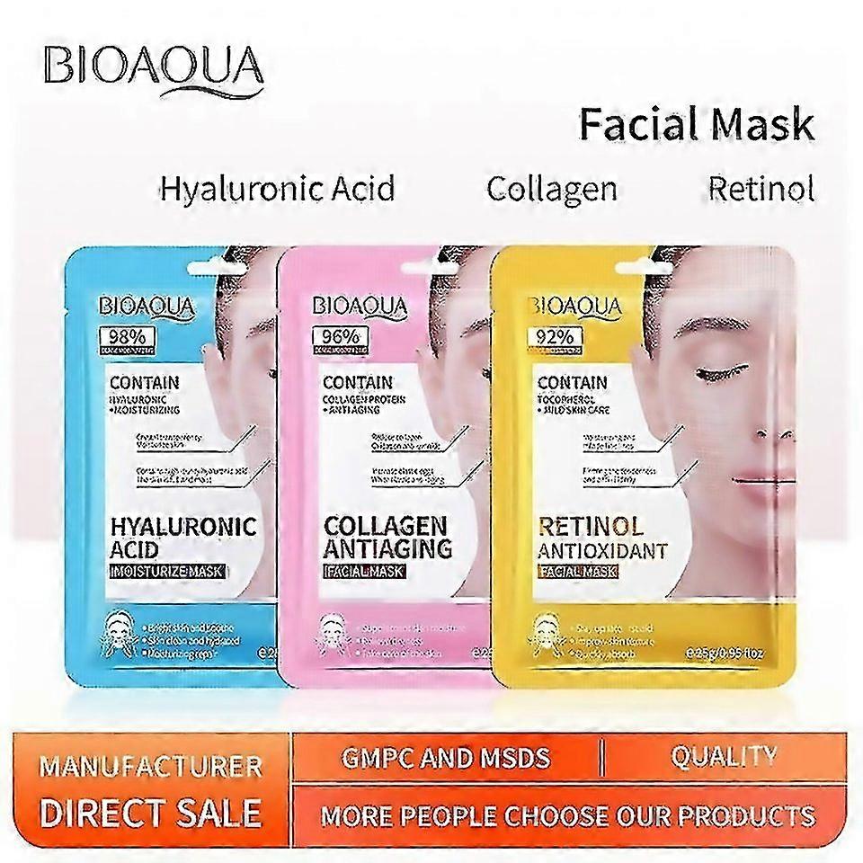 For Face Mask Set 3pcs Collagen Face Masks Skincare Set Retinol Sheet Masks Multipack Hydrating Face