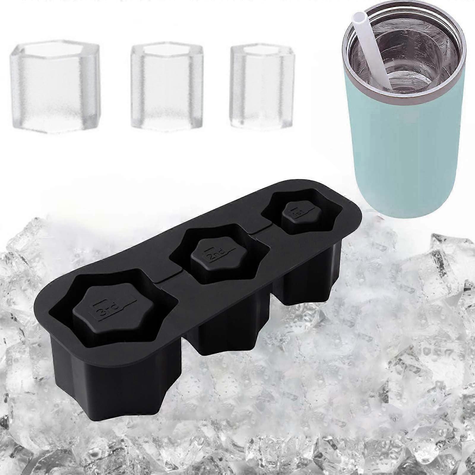 3 Grid Silicone Ice Cube Maker With Lid Hollow Cylinder Ice Cube Moulds For 30 40 Oz Ice Tray Cups Accessories Bakeware Set Kitchen Tools Set