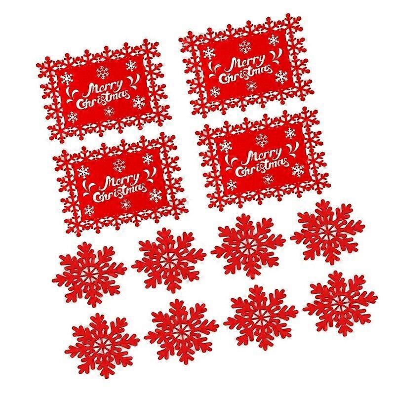 Pack of 12 Snowflake Shaped Felt Placemats Christmas Table Mats for Gatherings