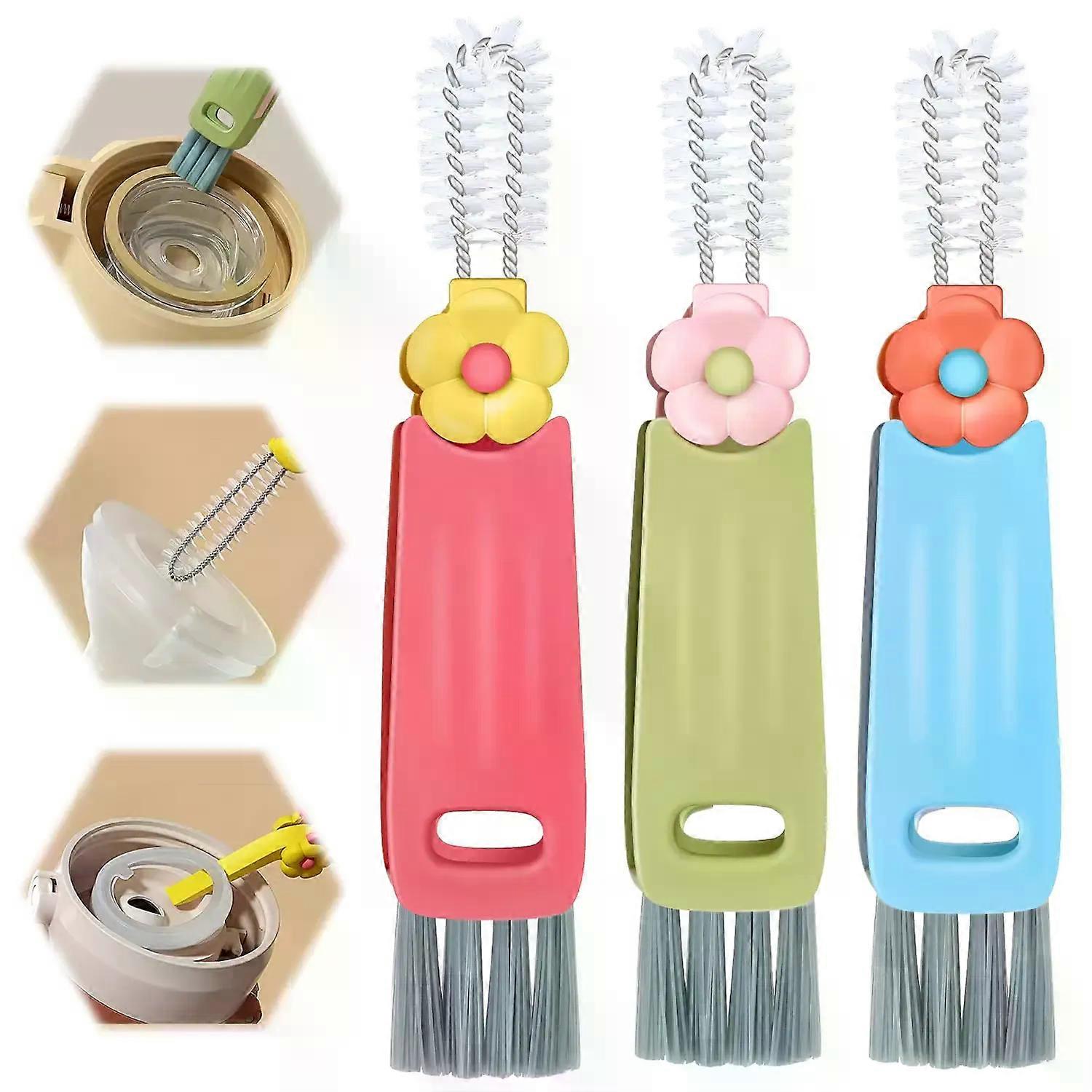 3 in 1 Cup Lid Gap Cleaning Brush 3 Pcs Multifunctional Insulation Bottle Cleaning Tools for Bottle Gap Tight Spaces Cup