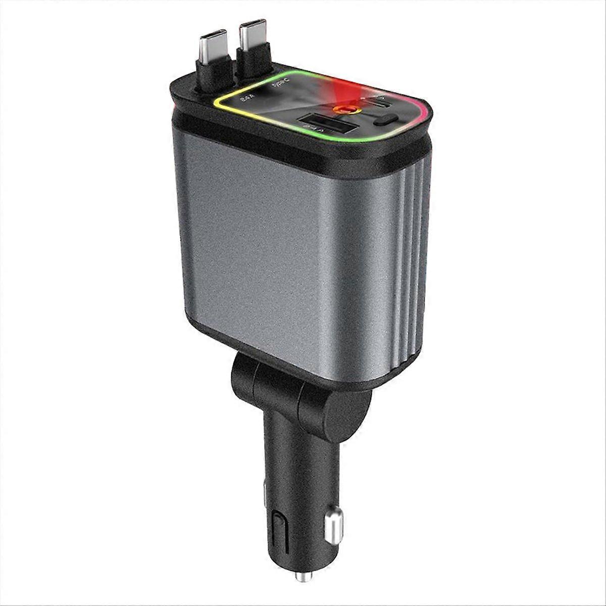 4 In1 Retractable Car Charger with USB Fast Charging Cable