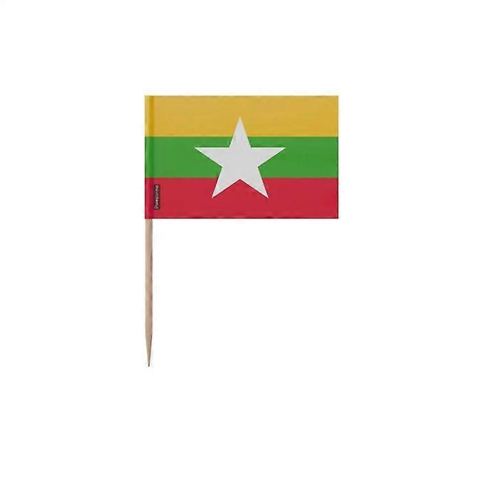 Toothpicks - Multicolor - Myanmar Flag - 12 cm - 100 pieces - Adhesive Plastic
