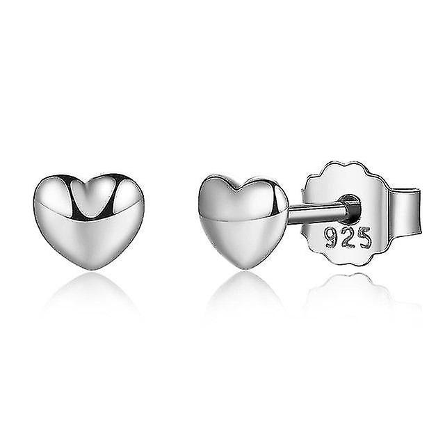 Earrings Sterling Silver 925 Sterling Silver Petite Plain Hearts Stud Earrings Women Small Fine Jewelry