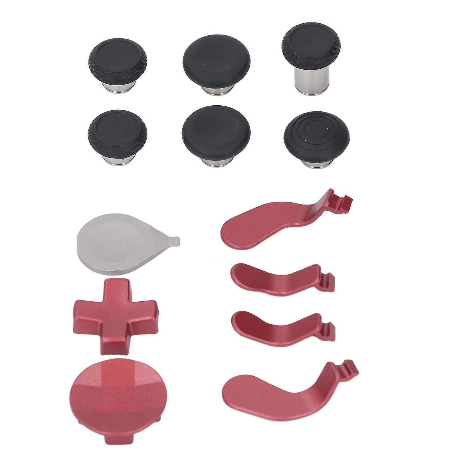 Controller Thumbsticks Set Stainless Steel Rubber D Pads Paddle Controller Accessories for Elite Series 2 Red 