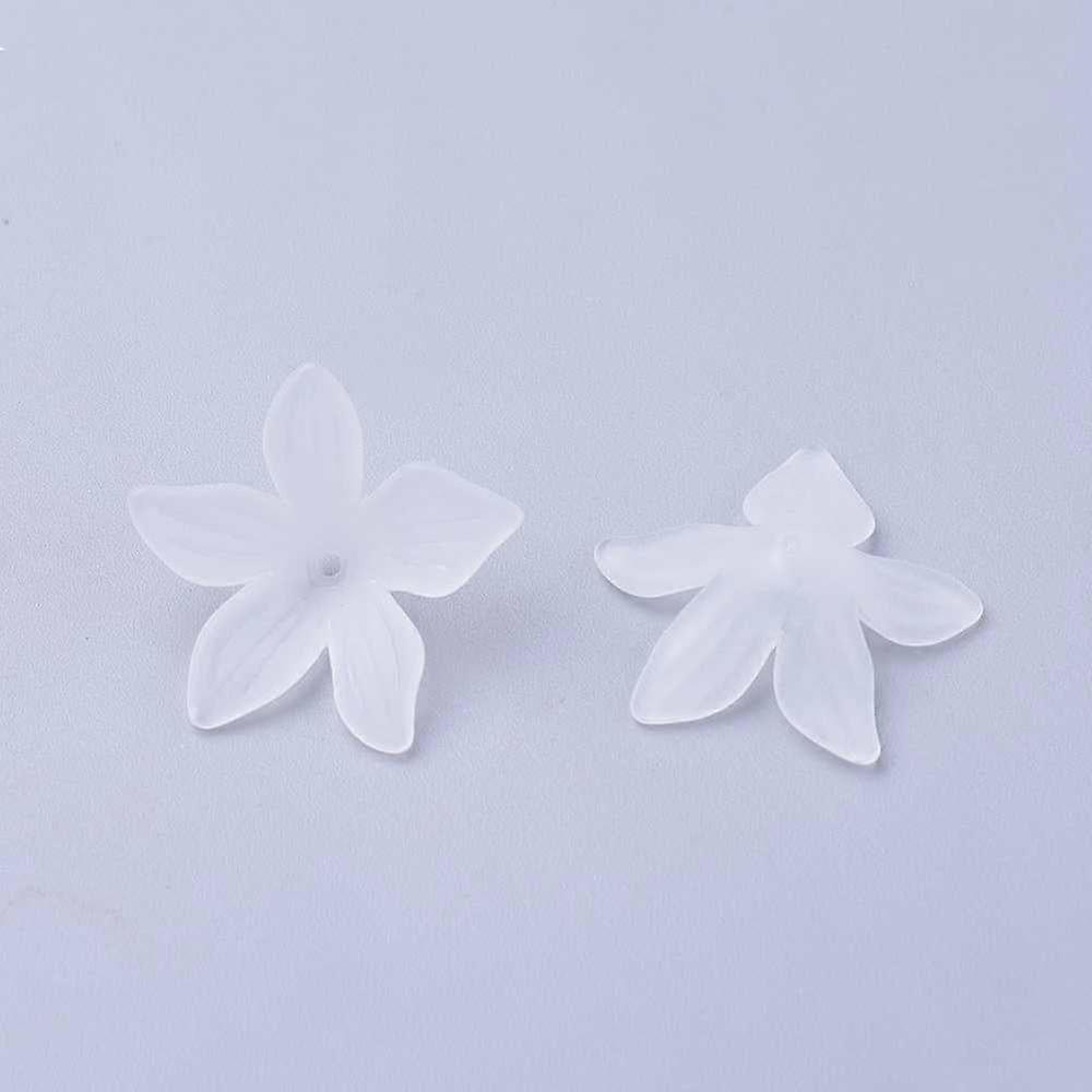 Clear Frosted Acrylic Flower Beads