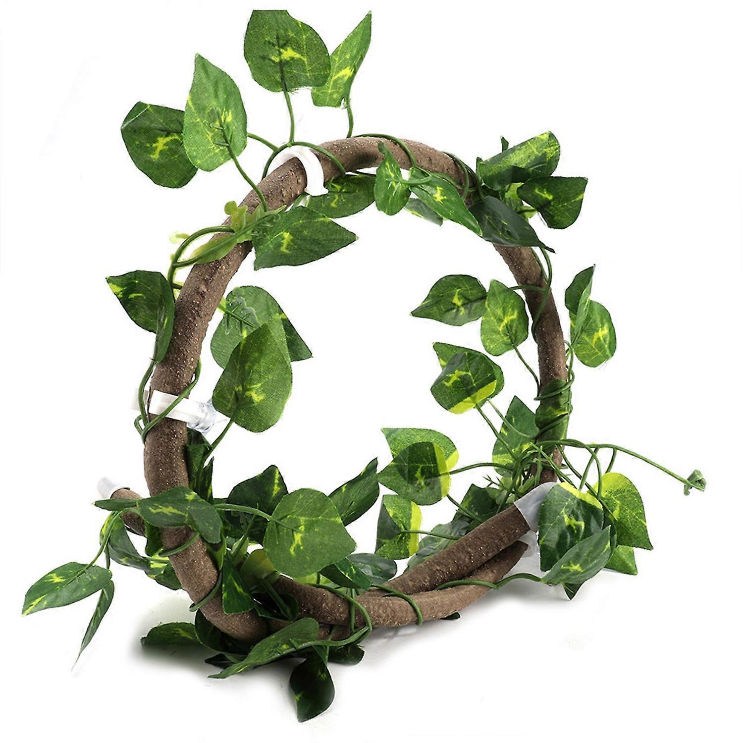 Reptile Climbing Branch Flexible Jungle 3.28ft Rattan 1Pc Vine(3.28ft Rattan+Scindapsus Leaves)