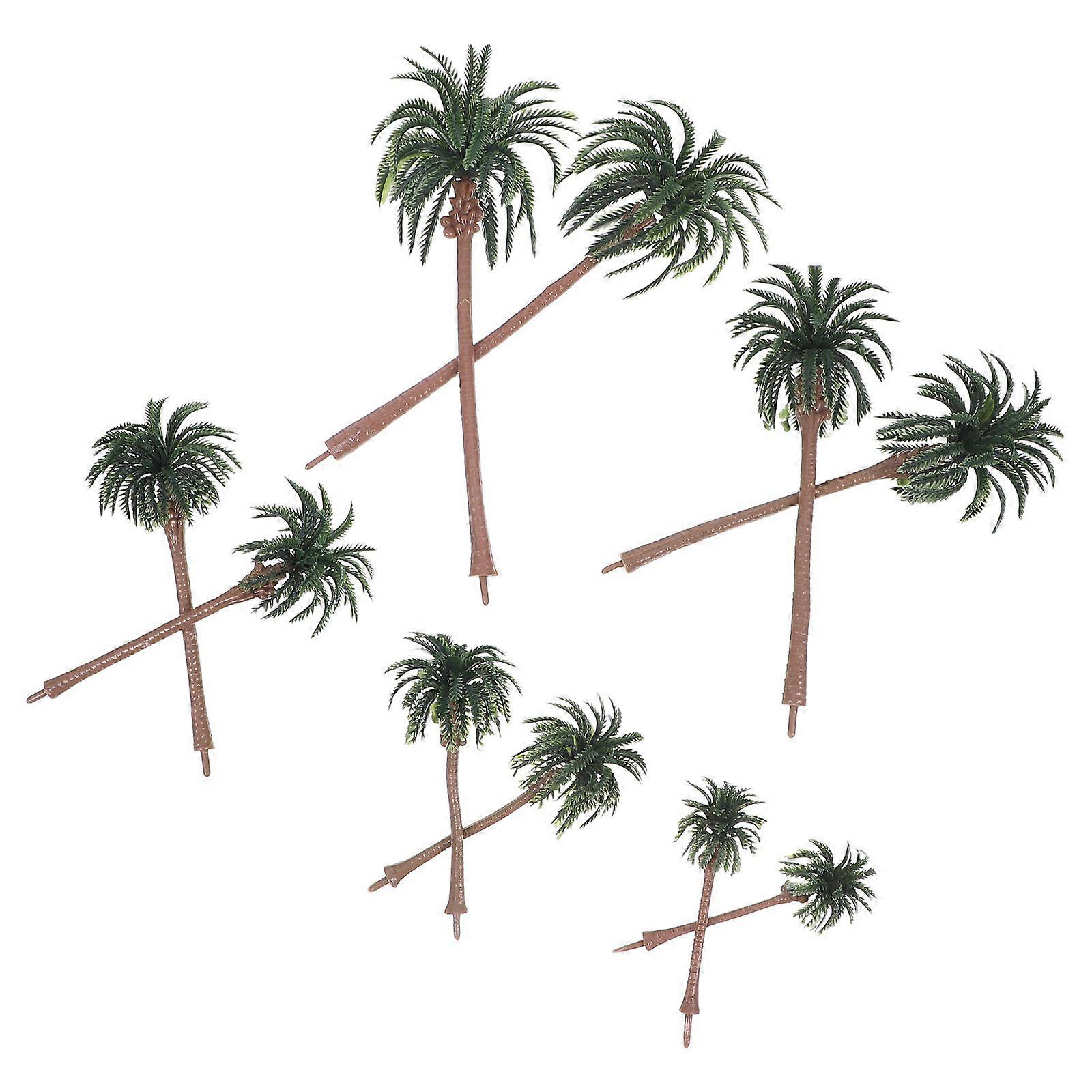10PCS/Set Simulation Coconut Tree Model Plastic Mini Palm Tree Scenery DIY Layout Props Microlandscape Decor Ecological Sand Table Model Figurine (Gre