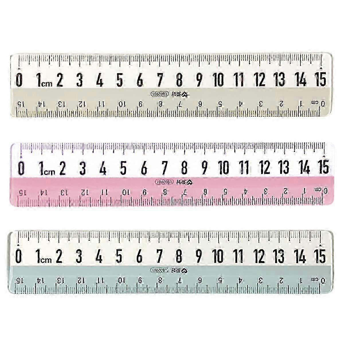 Morices 3 Pcs Transparent Straight Ruler with Extra Large Clear Scale, 6 Inch Plastic Rulers 15cm Shatterproof Drawing Measuring Ruler Tool for K