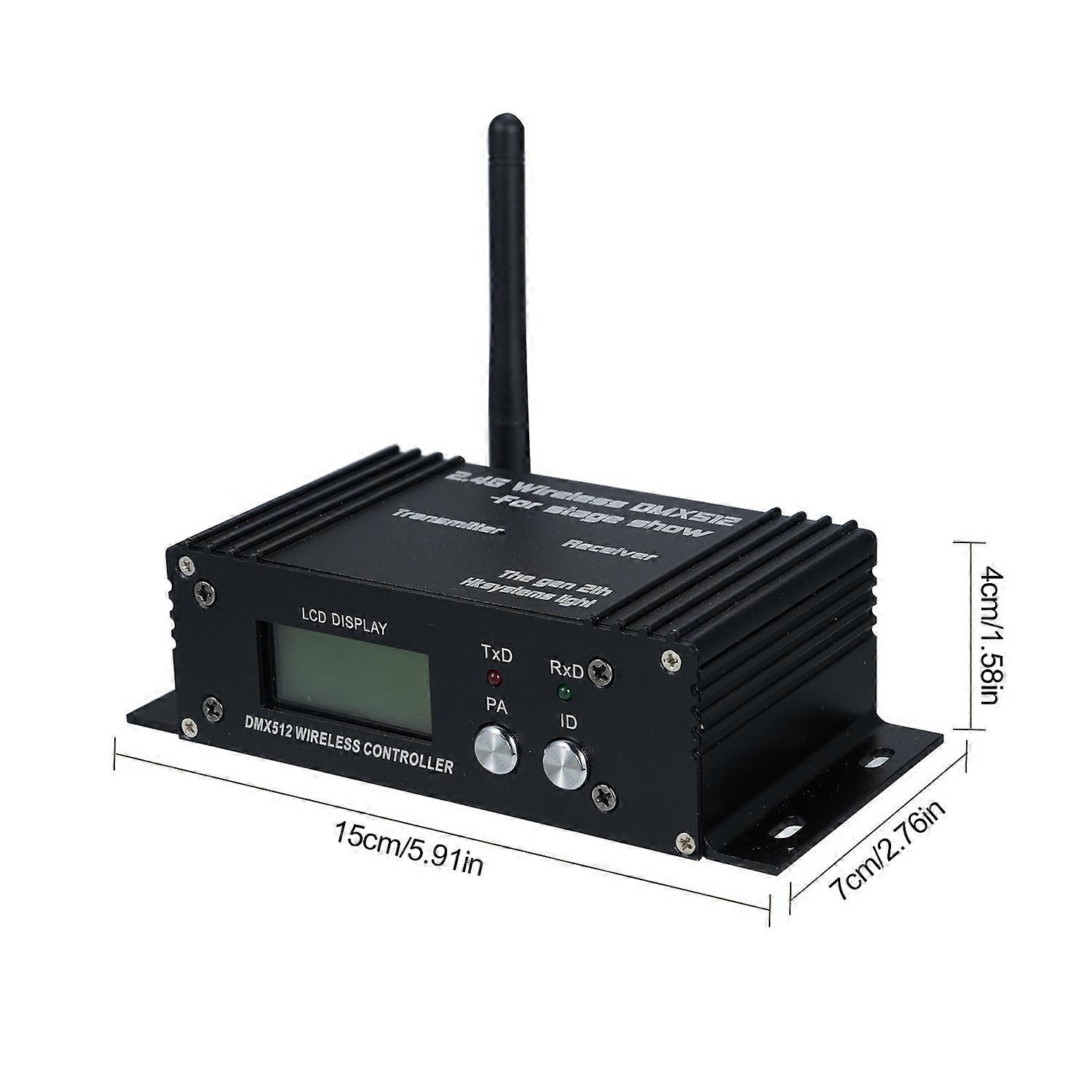 DMX 512 2.4G Wireless Controller Transmitter Receiver LCD Display Power Adjustable Repeater Lighting