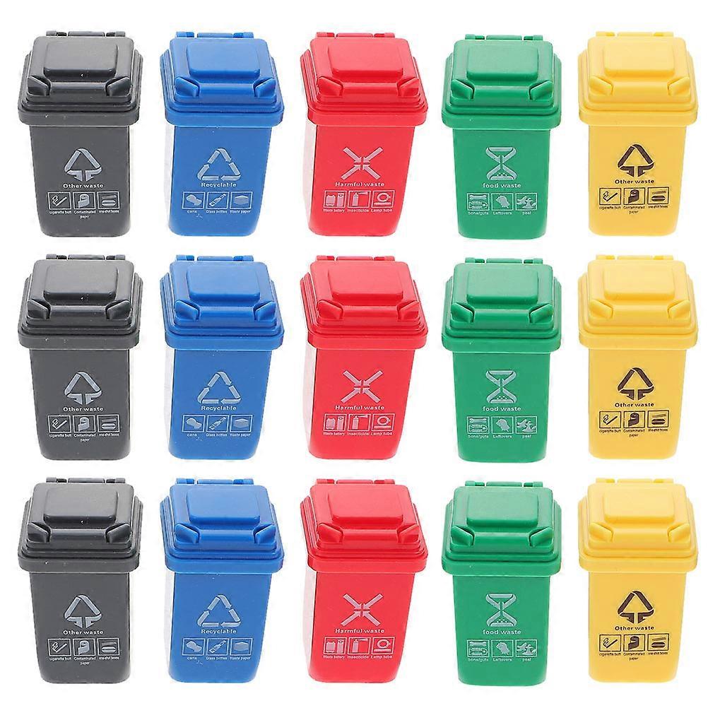 Miniature Garbage Can Model for Decoration 15Pcs Assorted