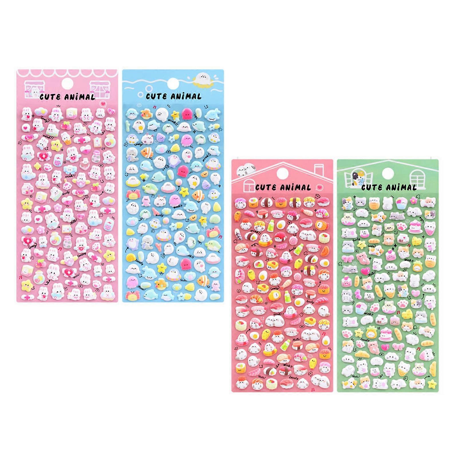 Reusable Tiny Patches for Water Bottle, Notebook, Scrapbooking Cute 3D Sticker Cartoon Sticker Tiny Handcraft Sticker Multicolor