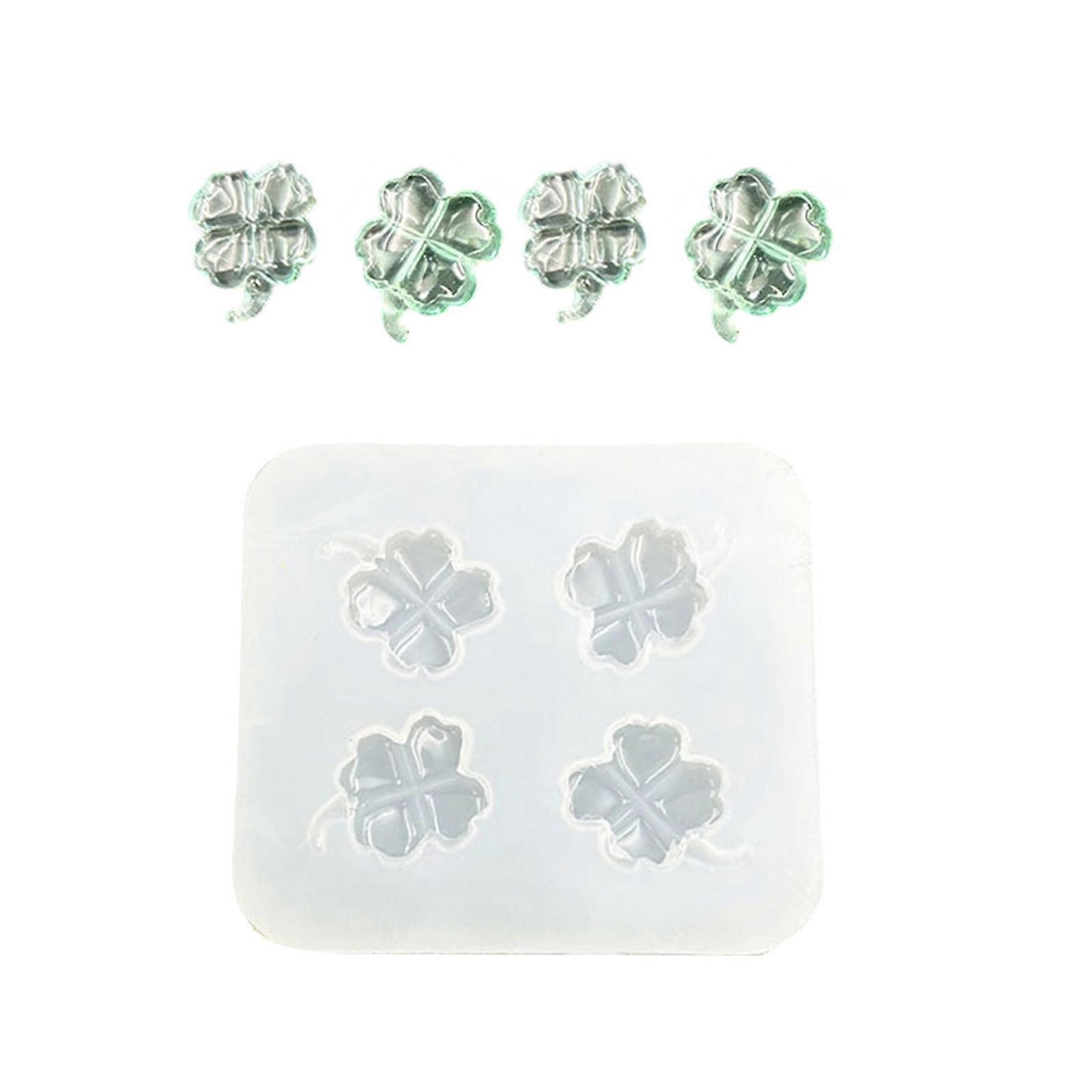 Reusable 4 Leaf Grass Shape Silicone Craft Mold Jewelry Making Tool With Smooth Reflective Finish Detachable Design Multicolor