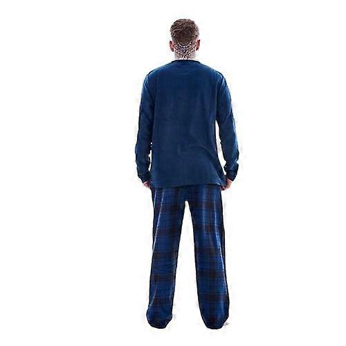 Keanu Mens Checked Microfleece Long Pyjama Set