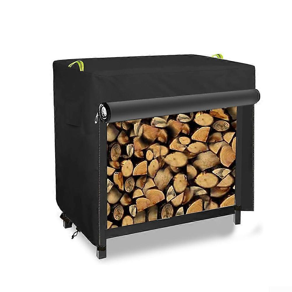 210D Waterproof Firewood Rack Cover With Drawstring Fit, 125x65x110cm, Fits Standard Racks, Weatherproof, Easy Access