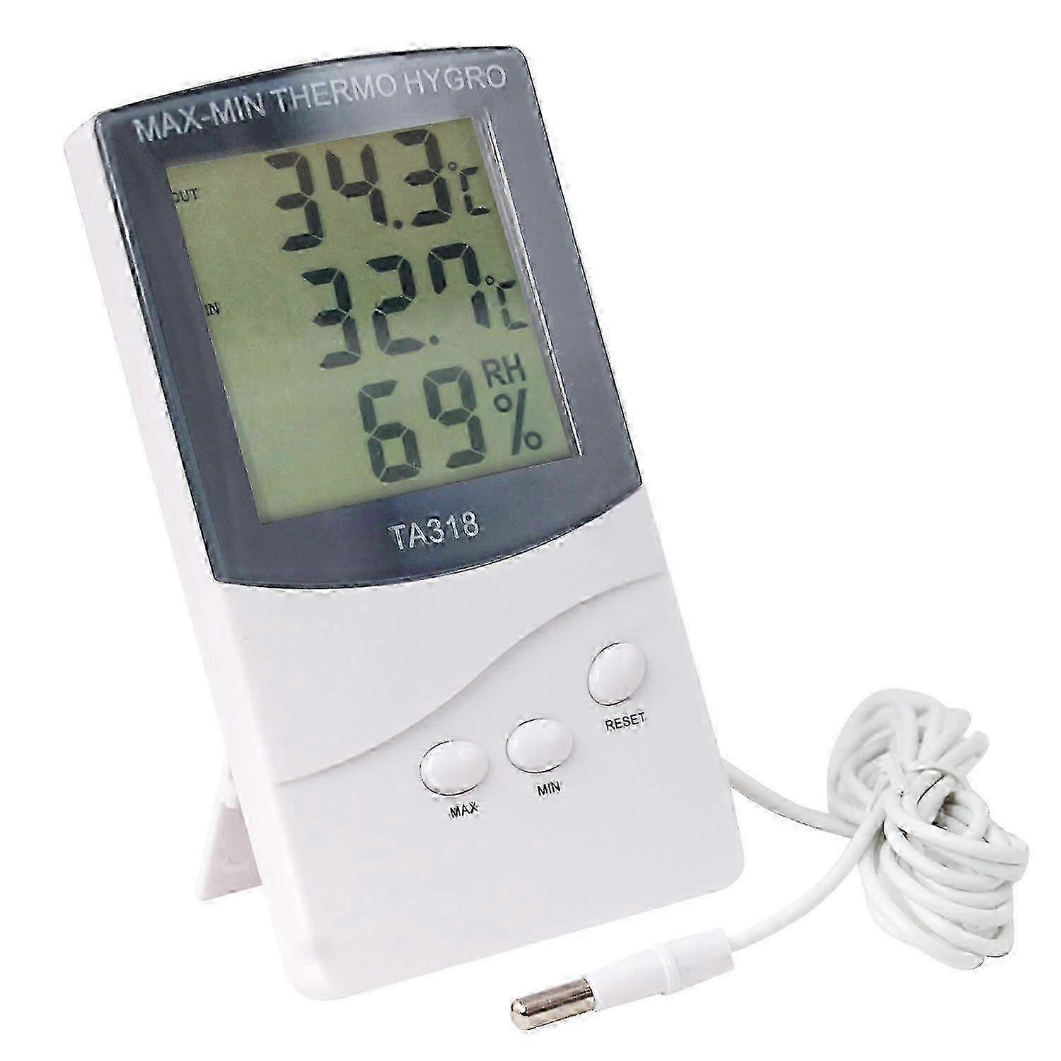 Digital thermometer with two sensors for indoor and outdoor use, perfect for winter. Displays - Temperature, Weather, Alarm and Mounting Hook