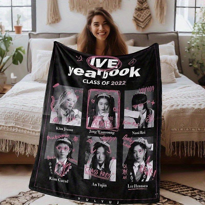 Korean IVE Girls Theme Pattern Ultra Soft Digital Print Flannel Blanket, Ultra Soft Digital Print Flannel Blanket, Comfo-asdfg21