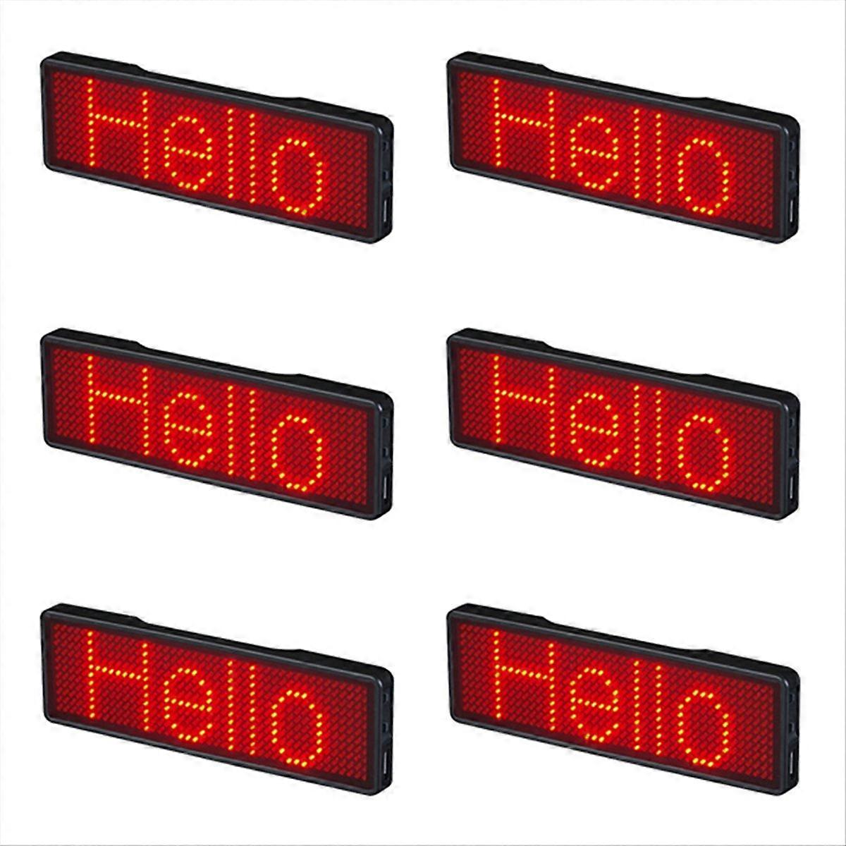 6X Bluetooth LED Name Badge Rechargeable Light Sign DIY Programmable Scrolling Message Board Display