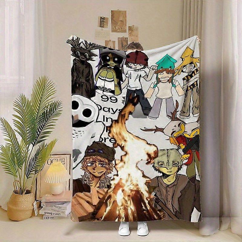 99 Night in the Forest Character Printed Blanket, All-Season Use, Hypoallergenic & Tear-Resistant. Perfect for Sofa Rela-TREAX12
