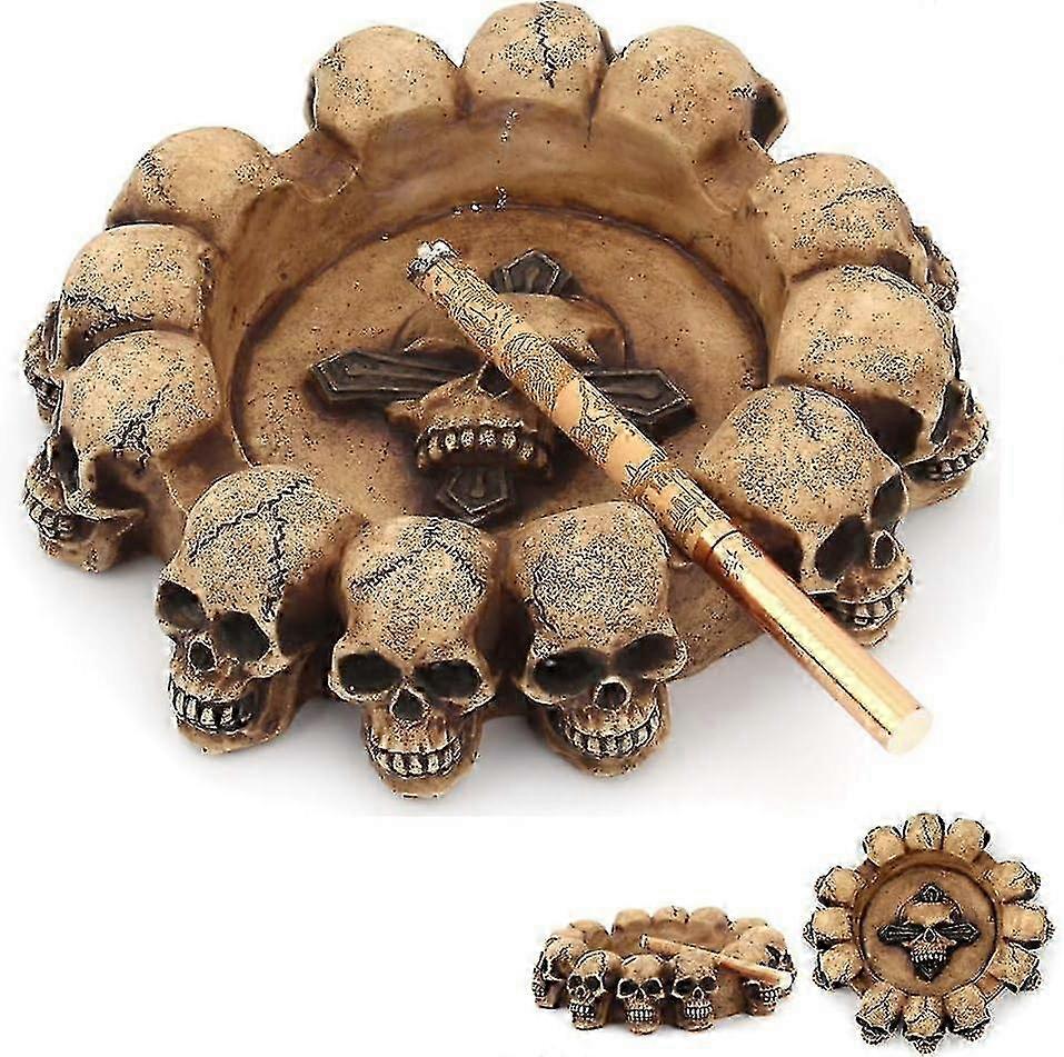 Kül Tablaları Reçine Kafatası Küllük Sigara Külü Konteyner Ürkütücü İnsan Kafatası Küllük Ile 4 Sigara Yuvası Sigara Odası Ofis Bar Süsleme Cadılar Bayramı Deco
