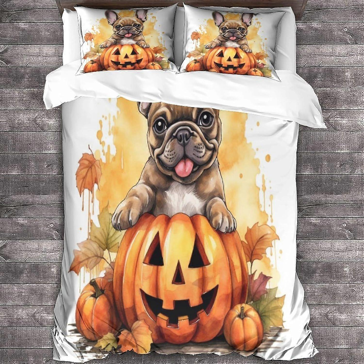 Sada povlečení pro psy 3D tištěná halloweenská sada s povlakem na polštář zvířecí přikrývka povlečení dvojité