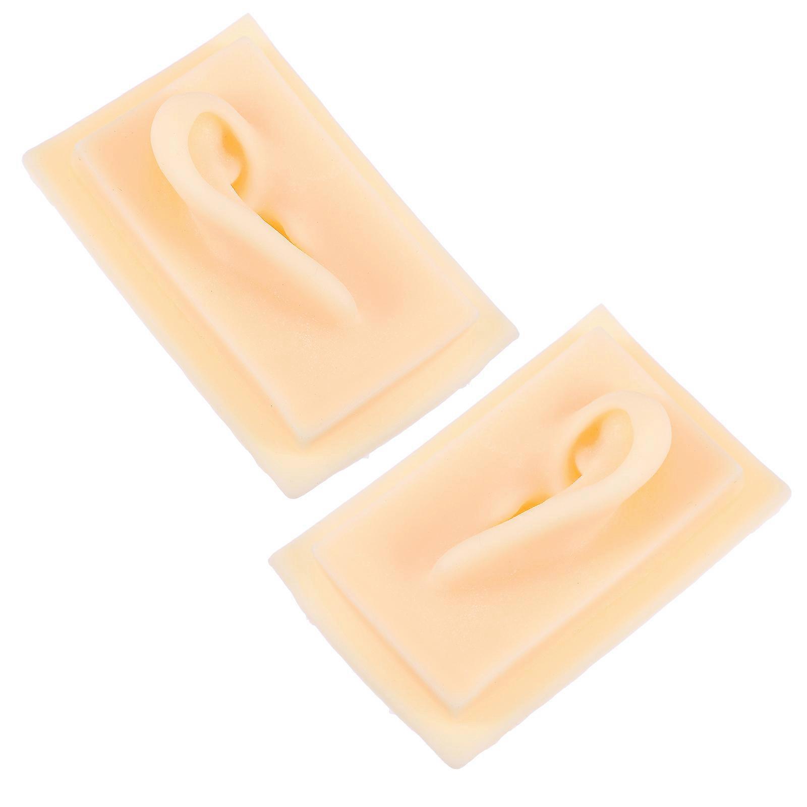 Model Fake Ear Display Teaching Tool Practice Sessions Silicone Hearing-aid Display Props 3.7×2.6×1.8in 1 Pair