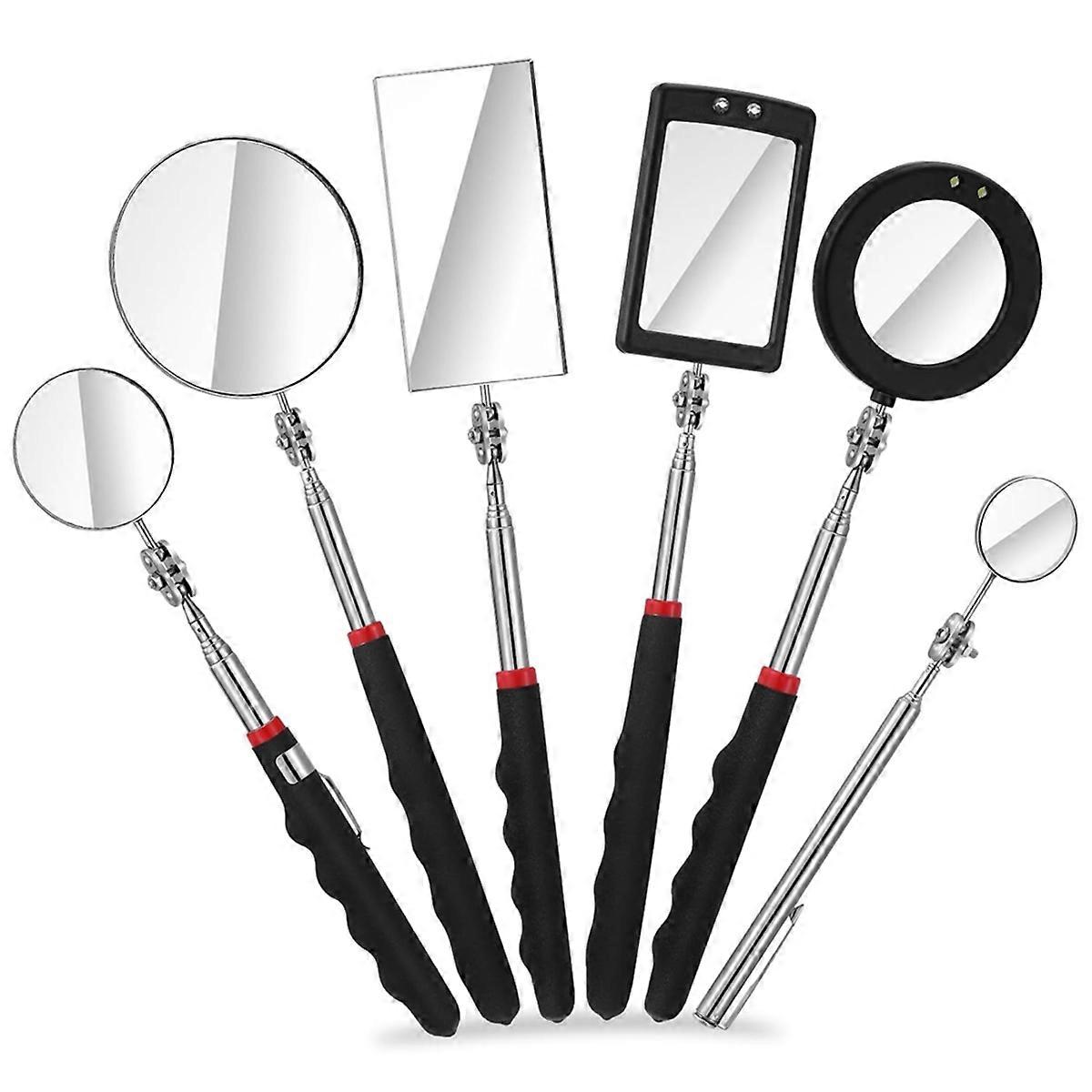 6Pcs LED Telescoping Inspection Mirror Tool