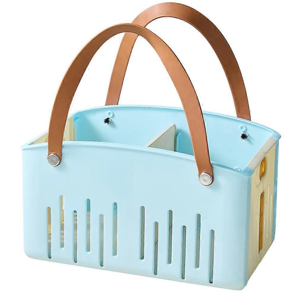 Shower Caddy Large Capacity Foldable Basket with QuickDrain Holes MultiCompartment for Bathroom Dorm Travel Blue