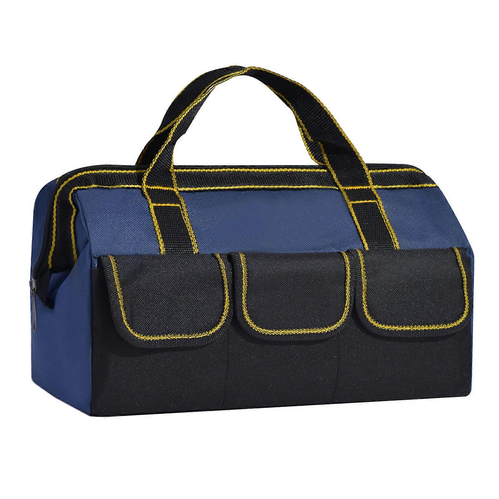 Large Tool Bag with 14 MultiSize Pockets for Efficient Storage Hand /Power Tool Pouch Durability 600D Fabric Construction  Blue