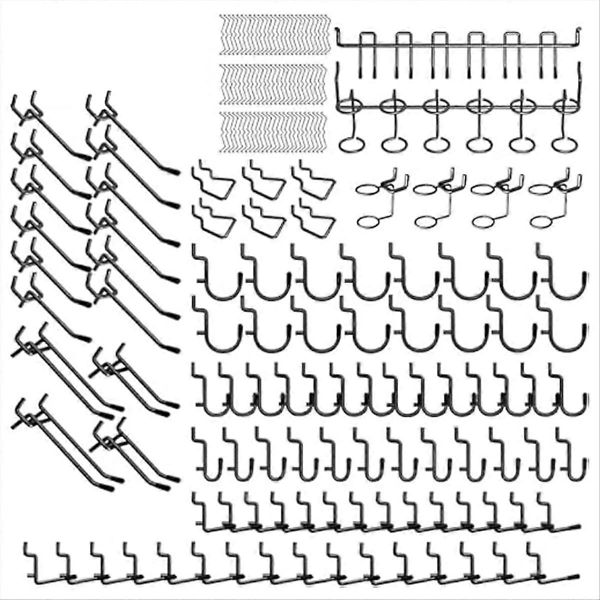 176PCS Pegboard Hooks Set,1/4Inch Metal Peg Board Hook Assortment