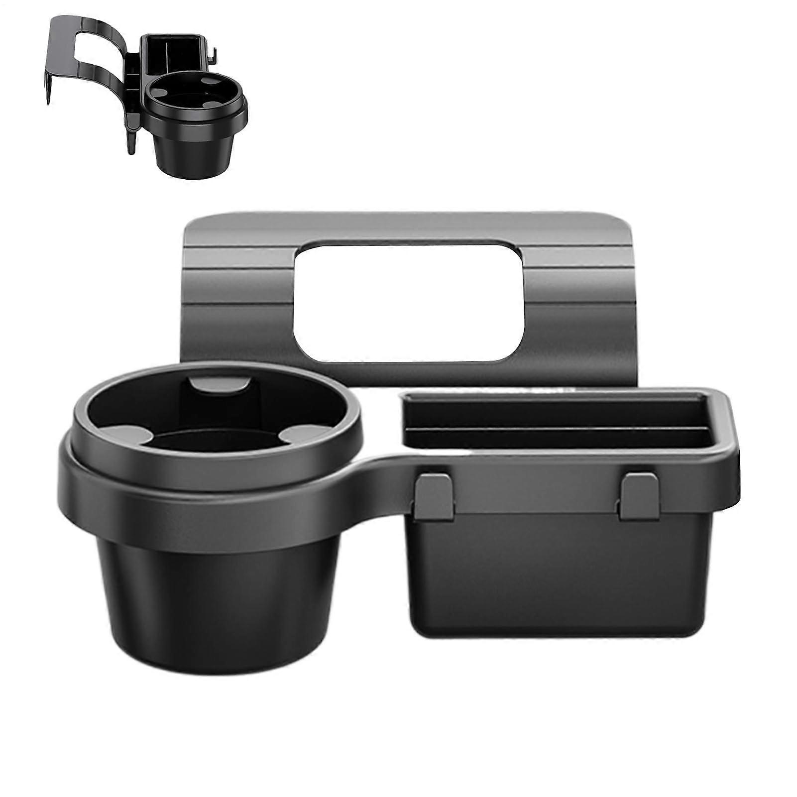Universal Car Cup Holder Door Mount with Secure AntiSpill Design and MultiItem Storage Hooks